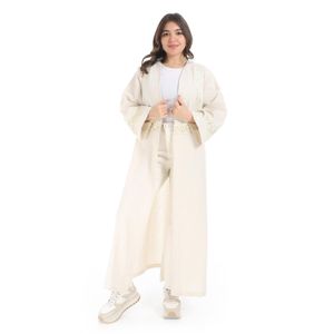 Menta By Coctail قفطان طويل مطرز - 1436 - بيج