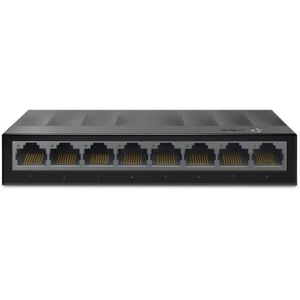 TP-Link محول لايت ويف ايثرنت جيجابت من تي بي لينك مع 8 منافذموزع ايثرنت لسطح المكتبجراب حماية بلاستيكمفتاح شبكة غير محميتوصيل وتشغيلهادئ بدون مروحة، موديل (LS1008G)