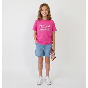 Andora Fuchsia Regular Fit Slip On Printed Girls T-Shirt