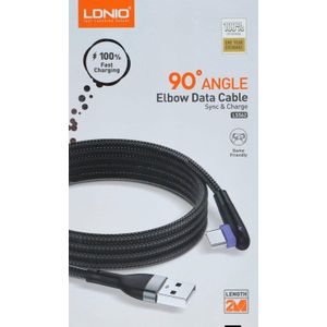 Ldnio كابل شحن ونقل بيانات LDNIO LS562 بزاوية 90 درجة – مايكرو USB – طول 2 متر – شحن سريع
