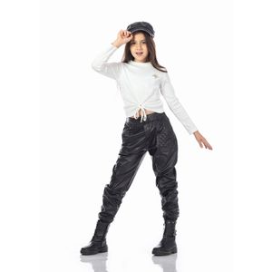 Fashion (Black 2)Women Faux Leather Cargo Pants Jogger Thick Tummy