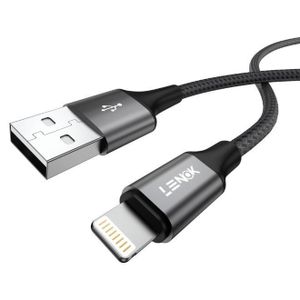 LENOK USB A to Lightning Cable Nylon Braided USB to Lightning Cord for iPhone 14/13/12/11 Pro Max Mini X XS XR 8 Plus 10 SE iPad
