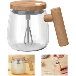 كوب خلط زجاجي محمول IPKCQ، خلاط صغير ثابت 400 مل، قهوة، يقلب ذاتيًا لمسحوق القهوة، مسحوق الحليب، ودقيق الشوفان بالبروتين