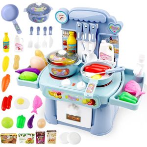 HaiLeTao Kitchen Toys Imitated Chef Light Music Pretend Cooking Food Play Dinnerware Set Safe Cute Children Girl Toy Gift Fun Game Toy Kitchen Sink with Running Water and Electronic Induction Stove