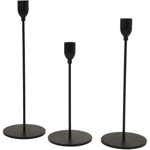 Black Matte Metal Candle Holders Set – 3 Pieces Elegant Tall Candlestick Stands
