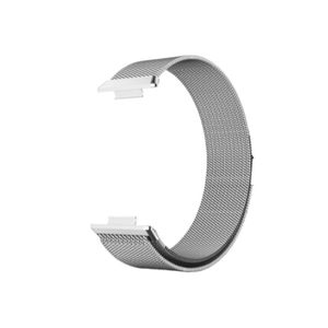 سوار متوافق مع ساعة هواوي فيت 2، سوار بديل مغناطيسي من الفولاذ المقاوم للصدأ المنسوج، سوار ساعة كلاسيكي قابل للتعديل لساعة هواوي فيت 2، فضي اللون