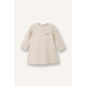 Defacto فستان بيبي بناتي مطرز كم طويل بياقة مستديرة