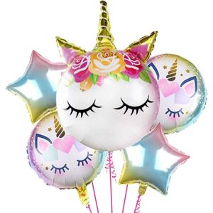 مجموعة من 5 بالونات يونيكورن لتزيين حفلات موضوع اليونيكورن / لوازم حفلات موضوع اليونيكورن
