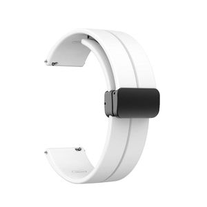 سوار سيليكون 22 مم مزود بإبزيم مغناطيسي قابل للطي لساعات GT2 46 - GT3 46 - GT2 Pro - GT2E - أبيض