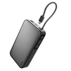 Aukey بنك الطاقة PB-Y48 سبارك سلينغ بسعة 20000 مللي أمبير، صغير الحجم، سريع الشحن - رمادي