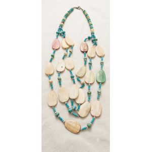 Bohemian multi-layered stone necklace for women - elegant design with colored stones, turquoise beads and wood