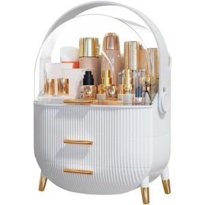 Makeup and skincare organizer - Cosmetic display cases with clear lid, skincare organizers for bathroom countertop, bedroom vanity, lipstick organizer, White
