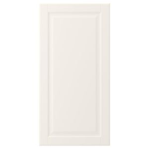 Door A BODBYN off-white cabinet door with a traditional bevelled panel design. It is made of fiberboard and has a smooth, easy-to-clean lacquered finish.