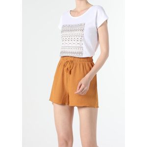 Colins تي شيرت كولينز النسائي بأكمام قصيرة باللون الأبيض