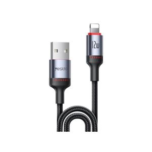 Yesido CA130L 12W 2.4A USB to 8 Pin Charging Data Cable, Length: 2m(Black)