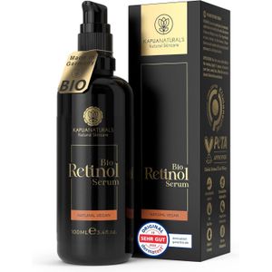 Kapua Naturals ORGANIC Retinol Serum for Face   100 ml   100% Natural MADE IN GERMANY   Premium Retinol in a unique Formulation   +Hyaluronic Acid +Vitamin C   Retinol Serum for pure and luminous skin