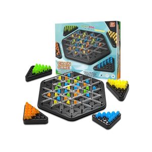 Triangle Chess Game, Triangle Chess Game, Capture the Territory Family Game, Triangle Rubber Band Game, Triangle Board Game with Rubber Band, 2 to 4 Players, For Ages 3 and Up (1 Set)
