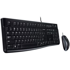 Logitech Wired Desktop Mk120 Keyboard And Mouse Set With Comfortable Design Fits Multi Devices - Black