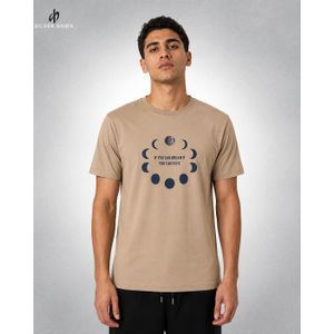 Silver Hawk Men 100% Cotton Printed T-Shirt Slim Fit - Camel