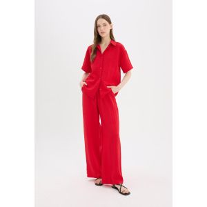 Defacto Woman Wide Leg Trousers - Red