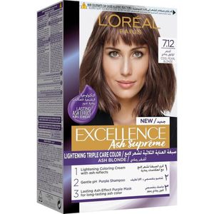 Loreal Professionnel  Excellence Hair Dye with Purple Shampoo and Hair Mask - 7.12 Cool Pearl Blonde