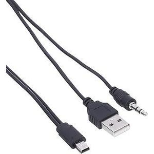 Keendex 1775 2 in 1 a to b usb cable with aux connector, 20 cm - black