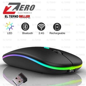 ZERO ماوس لاسلكى RGB قابل لإعادة الشحن بلوتوث و2.4 جيجا هرتز - كليك صامت متوافق مع لابتوب والكمبيوتر والماك بوك والهواتف بواسطة EL-TERND - اسود