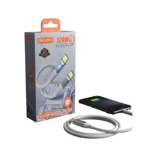 Abodos 120W AS – DS396 Type-C to Type-C Cable, 1.2m Fast Charging USB-C Cord, Nylon Braided Durable Cable for Smartphones, Tablets, Laptops, High-Speed Data Transfer, Quick Charge, Compatible with Android, MacBook, Samsung, Google Devices-White