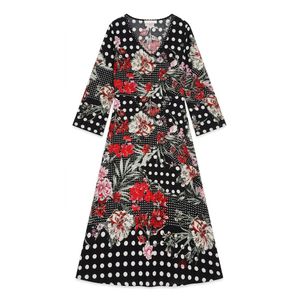 printed flower fabric home abaya for women-black/one size