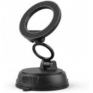 X72 Magnetic Vacuum Suction Car Phone Holder, Car Dashboard Mount, 360° Rotating, One-Hand Operation, Charging Protection - Black