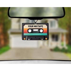 A retro classic cassette tape-shaped car air freshener that keeps your car smelling fresh and long-lasting.  Suitable for hanging on the car's rearview mirror.