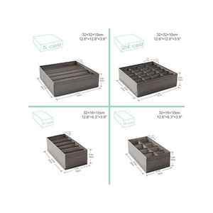 Drawer Organizer Dividers, And Storage Boxes for Lingerie, Bra, Socks, Underwear, (Grey)