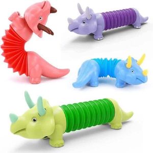 Pop Tubes Sensory Toys Set Animals 4 Pcs Fidget Toys Dinosaur