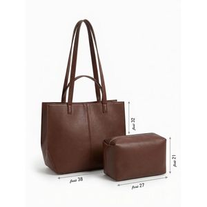 vbranda طقم حقيبة يد نسائية (Tote Bag) بتصميم عصري بسيط، يجمع بين العملية والأناقة.لBA-65-بنى