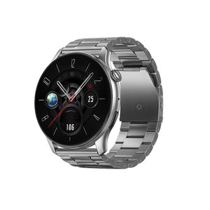 oteeto Watch 4 Smartwatch 1.45-inch AMOLED Display, IP68 Waterproof, Smart Calling, Elegant Silver Metal Band Design, Perfect for Men