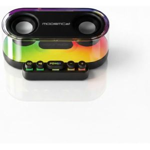 Modem Cat مكبر صوت - بيس ستيريو - RGB - محور لوحة المفاتيح - راديو FM - MSP-04 - أسود