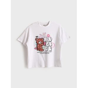 LC Waikiki تي شيرت بناتي مطبوع برقبة دائرية