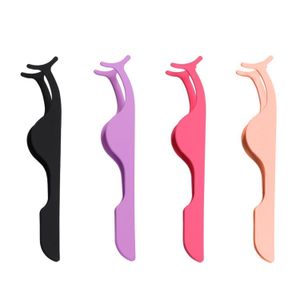 4 Pieces Eyelash Curler Eyelash Tweezers Stainless Steel Eyebrow Glue Tools Cosmetic Curved Eyelash Curler (Black, Rose Gold, Rose Red, Purple)