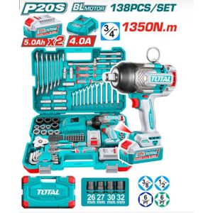TOTAL 138-Piece Tool Kit with 3/4" Battery Drill 1350Nm - THKTHP41383
