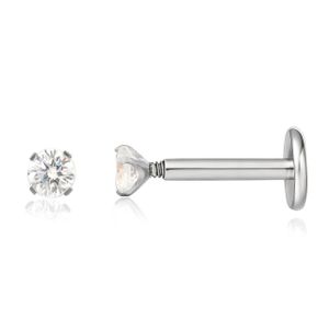 3Diamonds 1Pc Stud Screw Earring Silver Color Lip Ring Zircon Ear Body Jewelry Earring Lip Stud Tragus Piercing Women Jewelry Gift