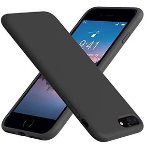 جراب هاتف تين تك متوافق مع iPhone 7 Plus/iPhone 8 Plus، جراب من السيليكون السائل، جراب حماية كامل للجسم، مقاوم للصدمات، جراب هاتف نحيف، بطانة ناعمة من الألياف الدقيقة مضادة للخدش (أسود)