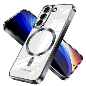 جراب TPU شفاف متوافق مع MagSafe وواقي لعدسات الكاميرا لهاتف Samsung Galaxy S22 Plus - أسود