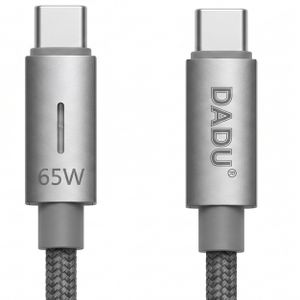 Dadu DC-C268 Type-C to Type-C Cable – 65W Fast Charging – High-Speed Charging & Data Transfer – Rainbow LED Lights – Durable Metal Design – gray