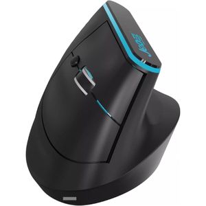 ماوس بلوتوث جيديل موديل W925P عمودي ثنائي الوضع/لاسلكي 2.4 جيجاهرتز وبطارية قابلة لإعادة الشحن مع زر تشغيل/إيقاف، قابل للتعديل 4800 نقطة لكل بوصة، إضاءة ار جي بي، متوافق مع أجهزة ماك وويندوز (أسود)