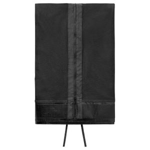 Net TORPÖN black insect net for parasols, mesh fabric with zip, stands on three legs.