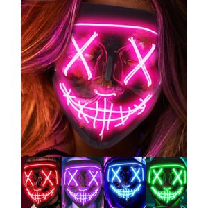 Scary Halloween Mask, LED Mask Light Up Purge Mask Costume, Scream Anonymous Mask Halloween Costume Adult Kids