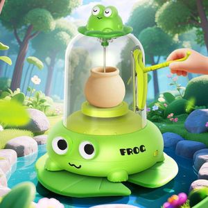 طقم عجلة الفخار للأطفال بشكل ضفدع – مجموعة صناعة الفخار الكهربائية مع أدوات، ألوان ومريلة بتصميم ضفدع – لعبة تعليمية إبداعية لتنمية مهارات الفن والحرف اليدوية – آمنة، متينة ومثالية كهدية للأطفال