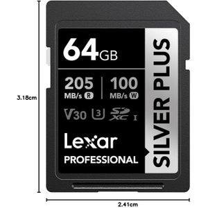 Lexar  SD Silver Plus 205MB 64GB V30 