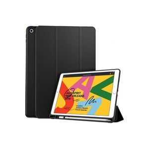 جراب لجهاز آيباد 7 من آبل، مقاس 10.2 بوصة، موديل 2019، مزود بخاصية التشغيل/الإيقاف التلقائي، لون أسود