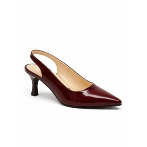 vbranda Shiny Step Slingback Heels C-103-BROWN